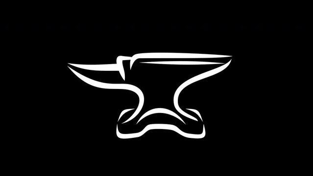 Anvil for blacksmith graphic animation. Alpha channel. Forging metal on the anvil in smithy on transparent background motion design. 4K resolution