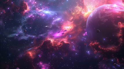 Obraz premium Vibrant Cosmos Colorful Galaxy Splendor