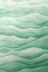 A calming pattern of seafoam green and soft grey waves, merging smoothly to create a peaceful visual that mirrors the serene surface of a distant ocean.