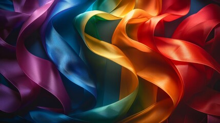 Obraz premium A colorful ribbon with a rainbow pattern. The ribbon is long and has a lot of different colors