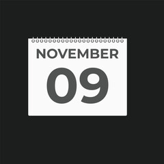 November  9 calendar reminder. 9 November  daily calendar icon template. Calendar 9 November  icon Design template. Vector illustration
