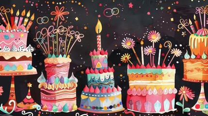 Obraz premium Announce your birthday bash with fun and festive birthday greeting and invitation cards