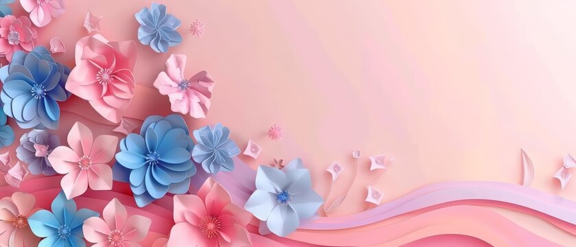 Celebrate Womens Day with an elegant floral decoration, intricately designed in paper art style to honor and inspire Sharpen banner template with copy space on center