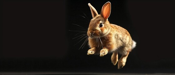 A cartoon bunny hopping happily medium shot