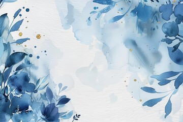 Delight in the elegance of a blue watercolor wedding invitation card template