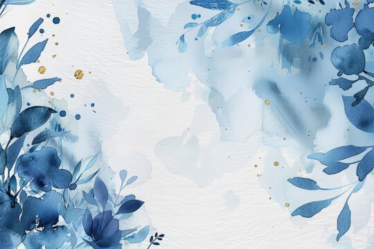 Delight in the elegance of a blue watercolor wedding invitation card template