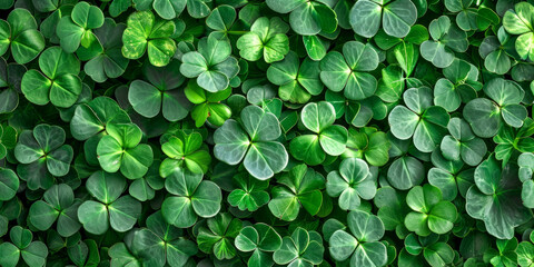 four leaf clover on green shamrock background