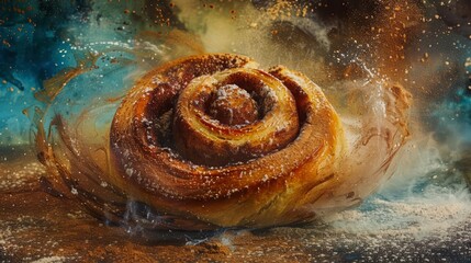 Obraz premium Experience the cozy atmosphere of a local bakery as the scent of cinnamon rolls fills the air