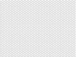 Hexagon background. Monochrome pattern with black dots in a seamless mesh on a white background. Vector illustration.