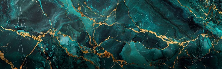 Luminous Turquoise Marble Texture with Gold Details