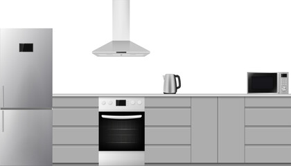 Modern kitchen interior in minimalist design. Vector illustration.