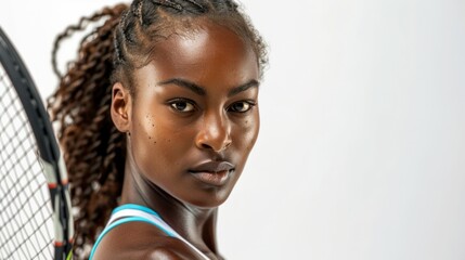 A concentrated female player poses against a pristine white background. It shows her commitment to the game.