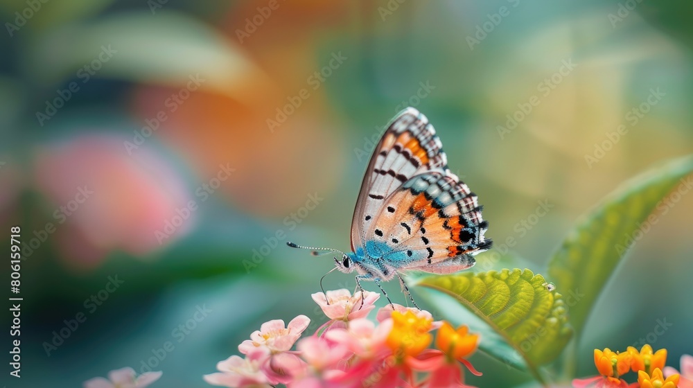 Poster close-up of a butterfly sitting on a flower