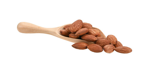 almond in spoon wooden on transparent png