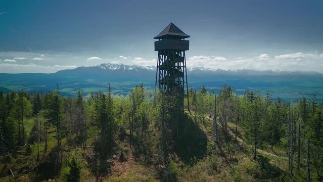 Viewing tower on Luban with a view of the Tatra Mountains - Kluszkowce, Western Beskids, Poland