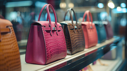 luxury stylish bags artfully displayed on display