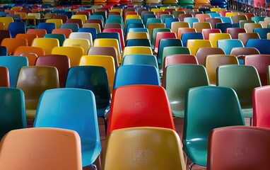 Naklejka premium Colorful Array of Empty Seats