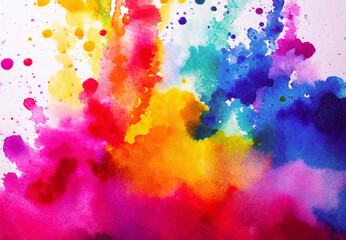 Rainbow colored watercolor splatters pattern for abstract background