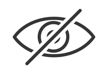 Vector Icon Featuring Stylized Eye With Slash Mark Through Them, Representing The Concept Of No Viewing