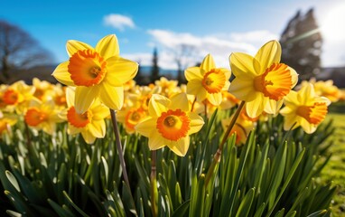 Vibrant Daffodils in Spring Sunlight