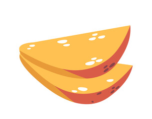 Freshly Cut Mango Slices, Artistically Arranged, Captures Juicy Texture And Vibrant Orange Color Of Fruit, Vector