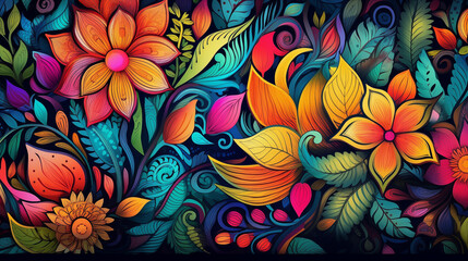 illustration colorfull flower background