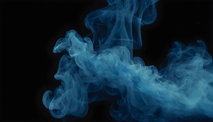 blue smoke isolated on black background create with ai