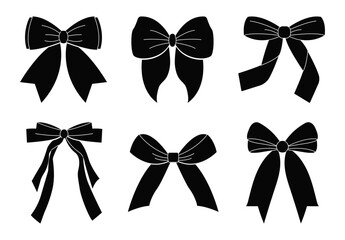Set of vector bows and gift ribbons in flat style. Bow knots for gift wrapping. 