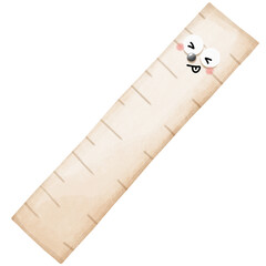 paper with smiley brown wooden ruler