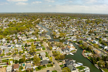 Aerial View of Massapequa and Seaford Long Island New York