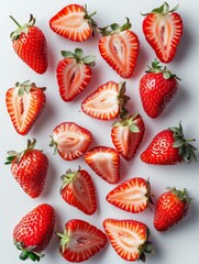 Fresh Strawberries on White Surface