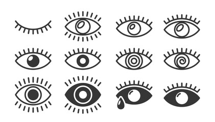 Eye Icons Collection Range From Simple Lined Depictions To More Detailed Designs With Decorative Elements