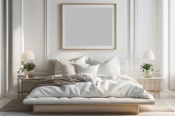 mockup wall art frame portrait bedroom