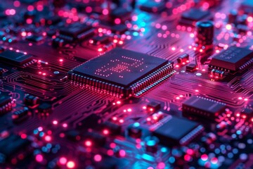 Obraz premium CPU processor microchip circuit board illustration created with generative ai