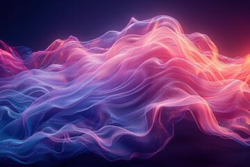 Abstract Neon Wavy Lines in Pink and Blue Shimmering Neon Light Waves