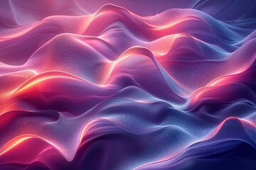 Obraz premium Abstract Neon Wavy Lines in Pink and Blue Shimmering Neon Light Waves