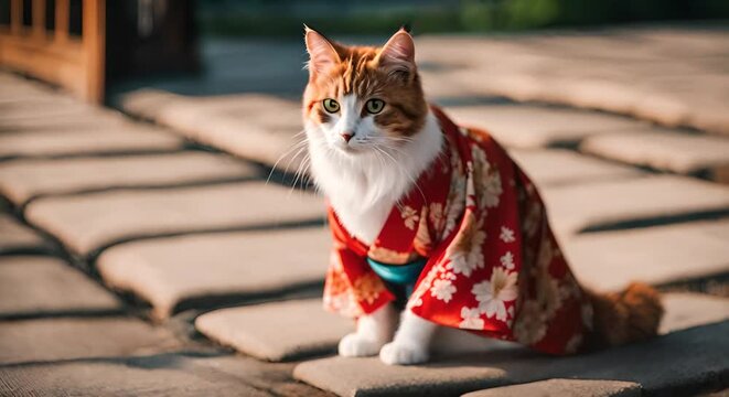 Cat in a kimono.