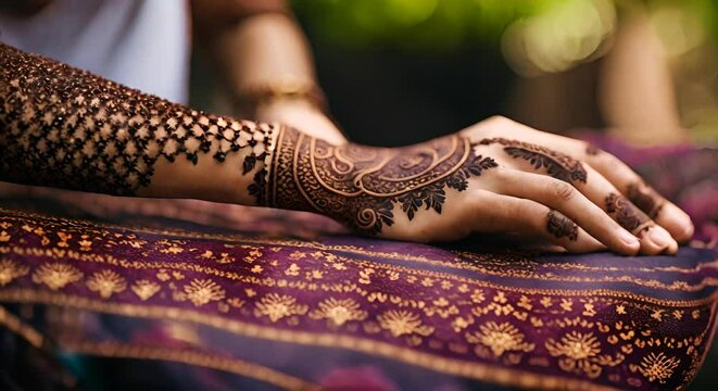 Hand with henna tattoo.