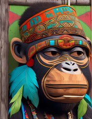 monkey, animal, totem, mono, tribe, tribal, mask, wood, face, art, wooden, sculpture, carving, culture, carved, head, statue, symbol, ancient, decoration, traditional, craft, native, history, maori, e