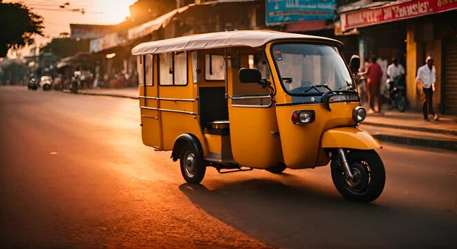 Tuk tuk in an Asian city.