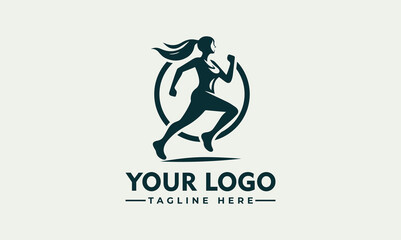 girl run vector, running woman logo, side view. Abstract isolated vector silhouette. Sprint. Athletics