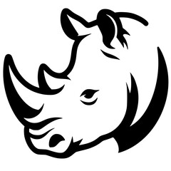 The silhouette of a rhino's head is simple and elegant