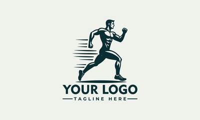 Run vector, running man logo, side view. Abstract isolated vector silhouette. Sprint. Athletics
