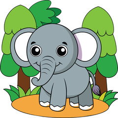 Kawaii Elephant vector Illustration