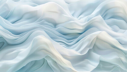 Obraz premium A tranquil and soothing interaction of pale blue and creamy white waves, flowing together in a gentle manner that suggests the quiet calm of a snowy day.