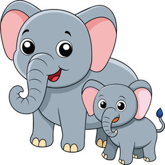 Kawaii Elephant vector Illustration