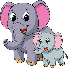 Kawaii Elephant vector Illustration