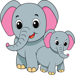 Kawaii Elephant vector Illustration