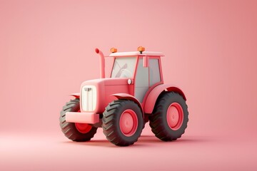 Pink Tractor in a Playful Pink World Background