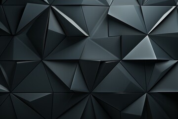 Abstract geometric background with dark gray and black polygonal shapes. Perspective backdrop. Technology wallpaper